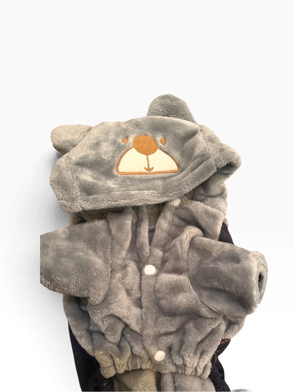 Unifull Gray Bear Plush Hooded Dog Jumpsuit Size L